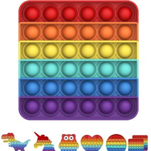 Bdwing Push and Pop Bubble Sensory Fidget Toy, Silikon Sensorisches Angst Relief Finger Toys, Antistress Geschenk für Jungen, Mädchen, Teenager, Gesellschaftsspiele Spielzeug (Rainbow, Square)